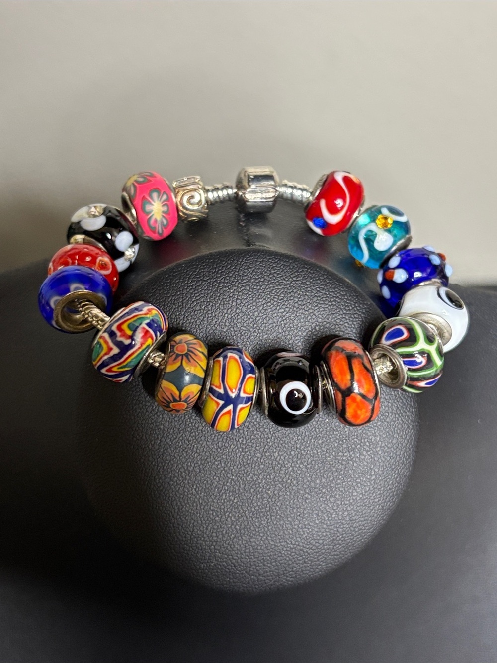 Colorful Troll Beads 925 Venetian Lampwork Glass European Bracelet Charm